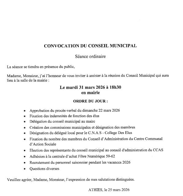 Conseil municipal du 31 mars 2026