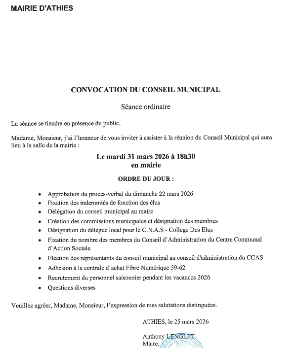 Conseil municipal du 31 mars 2026